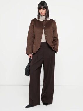 DAY Brown Wool Button-Front Women's Blazer Jacket size US 6 NWT